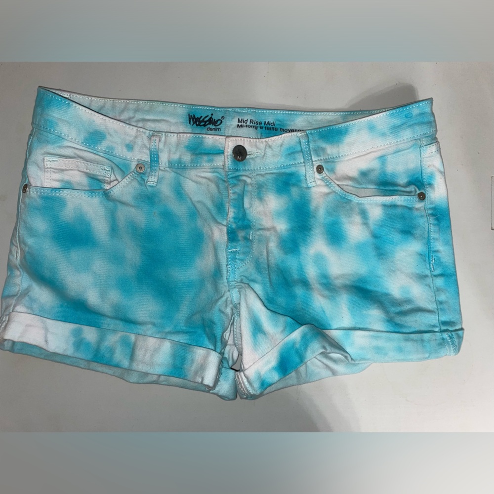 Mossimo Blue Tie Dye Mid Rise Midi Shorts